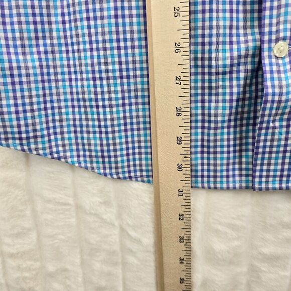 Johnnie O Men's Blue Plaid Button Up Dress Shirt Logo Size L - Picture 9 of 12